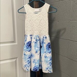Place White and Blue Floral Casual Dress